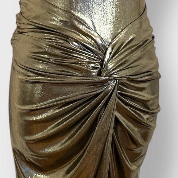 $798 Retrofete Anida Dress Silver Lame Knotted Halter Designer Rare Small/Medium - Picture 13 of 15